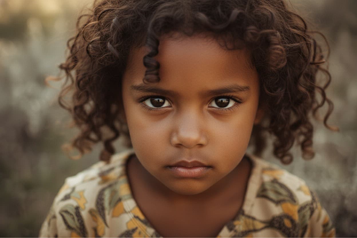 Child's hopeful face